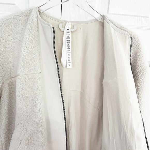 Lululemon Collarless Textured Fleece Full Zip in White Opal - Picture 6 of 8